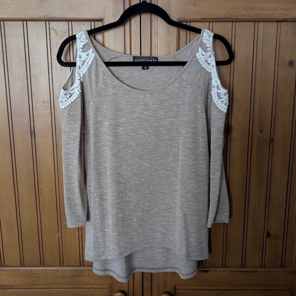 Almost Famous women's knit top shirt with cut out shoulders